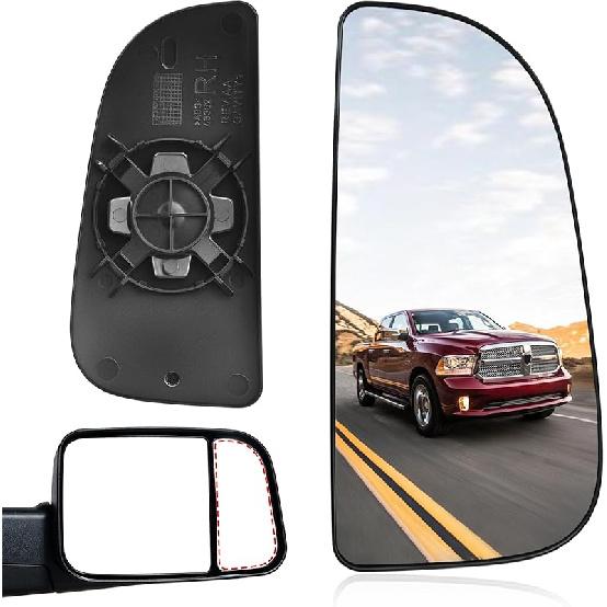 TOP-MAX 68067730AA Ram Passenger Right Side Lower Mirror Glass Replacement For 2010- Dodge Ram 1500-5500 Towing Model, Convex With Bracket Passenger Side Lower Mirr