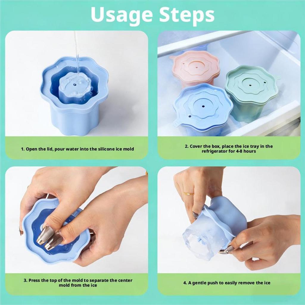 Silicone Ice Cubes Tray Cylinder Ice Maker Mold With Lid For Freezer Cocktail Juice Mould Bar Party Drink Shot Glasses Drinking