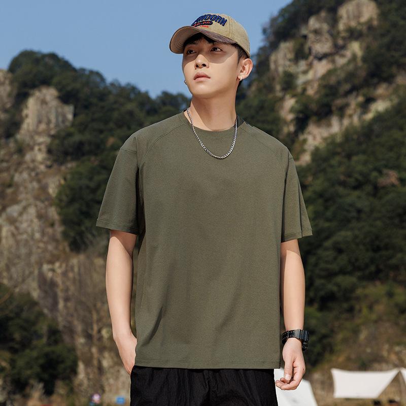 Men Raglan Sleeve Contrast Stitch Quick Dry T Shirt Casual Loose Fit Summer Top