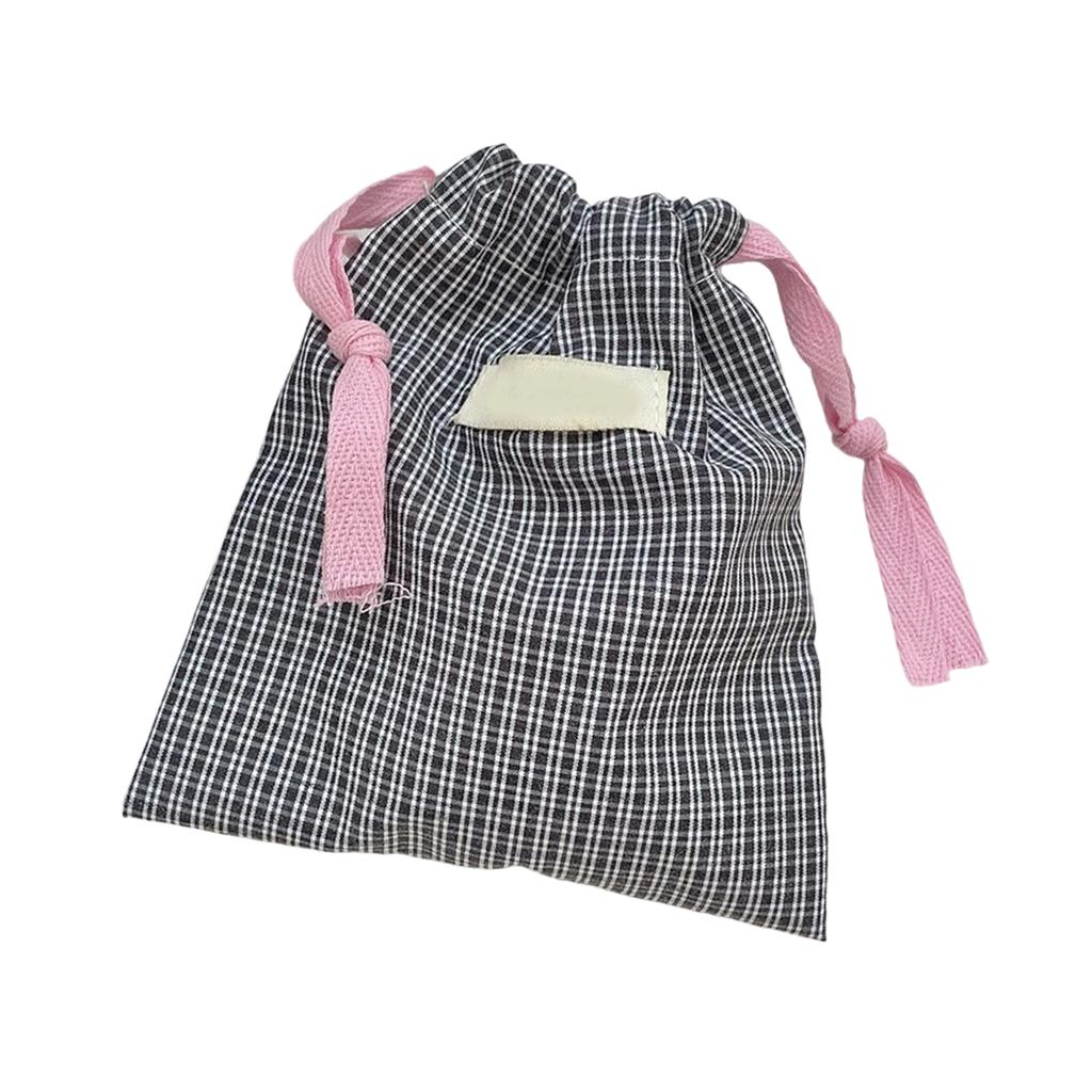 Cosmetic Bag Plaids Toiletry Bag Makeup Bag Lipstick Storage Pouch Drawstring Wash Bag Candy Bag for Women and Girls