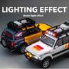 Model ze slitiny Toyota FJ Cruiser Camper v měřítku 1/24, chladný zvuk a světlo, otevíratelný na mnoha místech karoserie, čtyřkolový tlumič