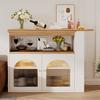 Standing Dining Table Spacious Desktop Coffee with 2 Doors Open Shelves Large Home Extendable Bare Capacity Strong Load-bearing Furniture Modern