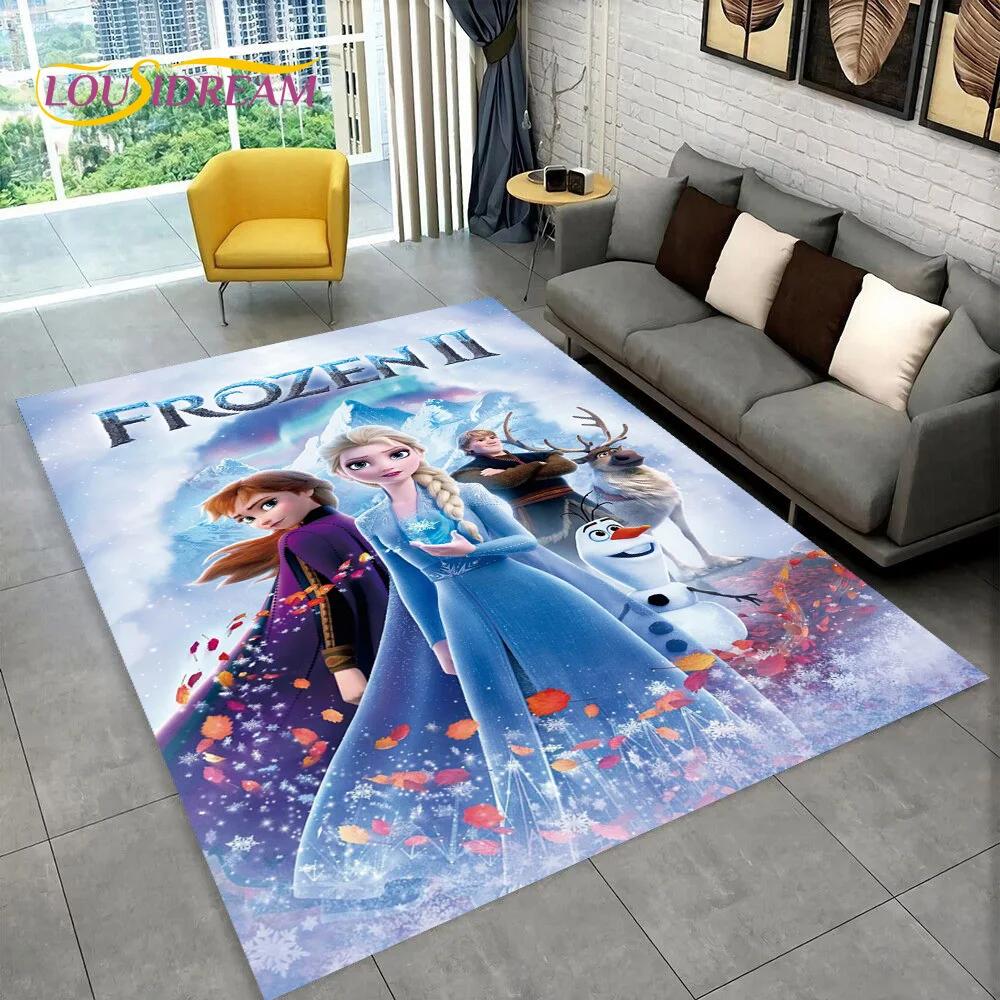 Frozen Elsa Princess Snow Queen Cartoon Carpet Rug for Home Living Room Bedroom Sofa Doormat Decor,Kid Non-slip Floor Mat