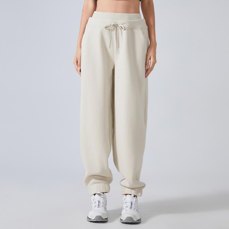 Autumn and Winter Velvet High-waisted Loose Casual Sweatpants Women's Running Sweatpants Tied Feet and Thin Fitness Sweatpants