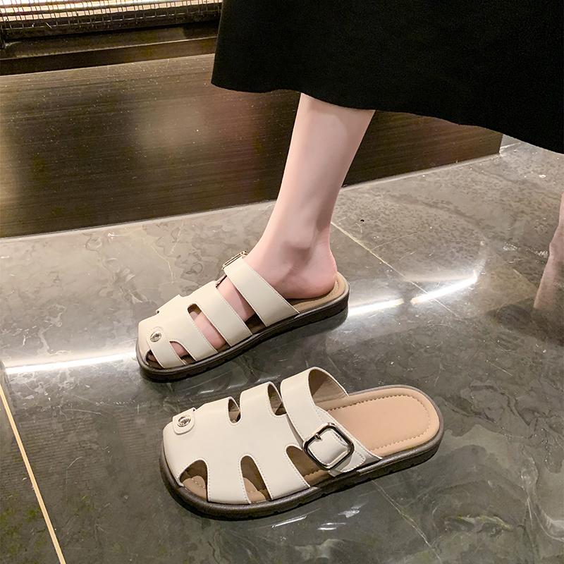 

Fashion 2025Rubber Slippers Shoes Slides Summer Clogs Woman Pantofle Fretwork Heels Cover Toe Beach Rome Retro Fretwork 35 бежевый