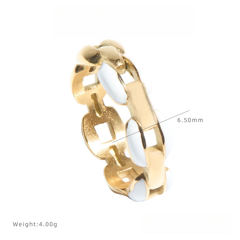 

Простое кольцо-цепь с полостями, гальваническое покрытие, нишевые аксессуары, женское кольцо из титановой стали, не тускнеющее 9