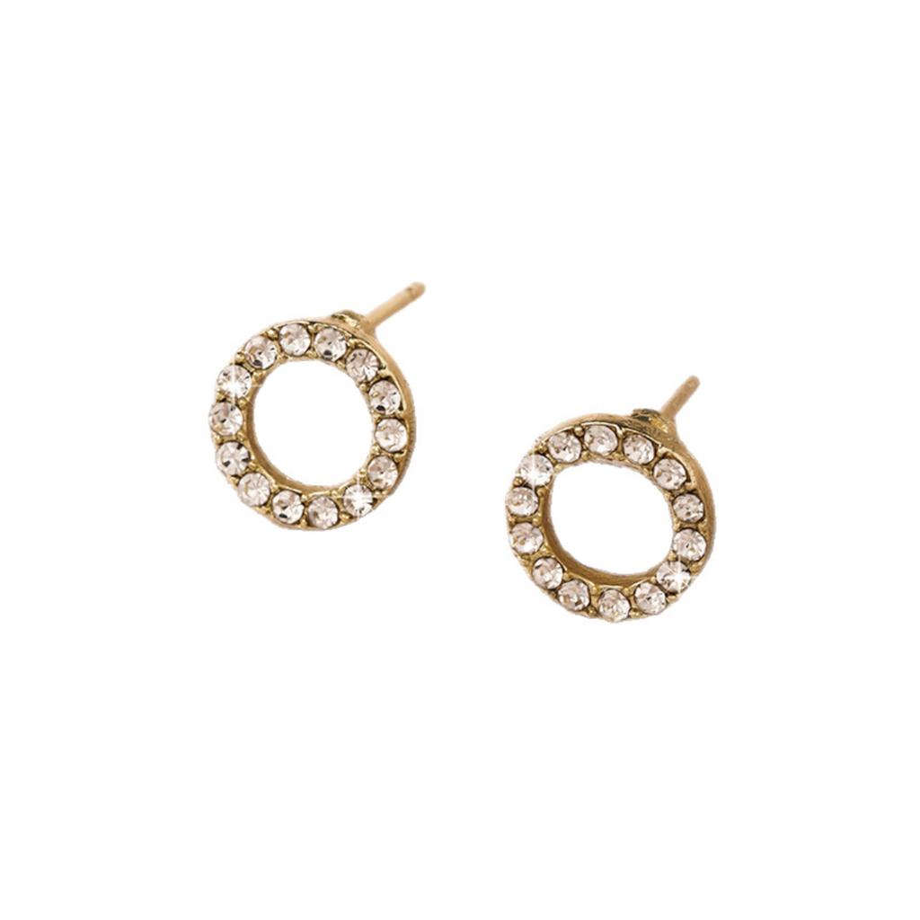 Minimalist Circle Stud Earrings with Embedded Crystals Lightweight Design Classic Style Suitable for Everyday Wear and Office Use Women Jewelry