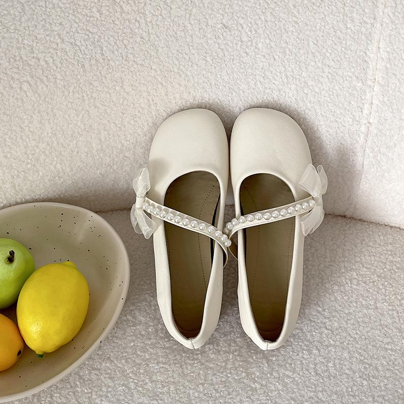 

Модные жемчужные ретро белые французские туфли-лодочки на толстом каблуке женские летние 2025 новые с юбкой туфли Мэри Джейн 35 бежевый