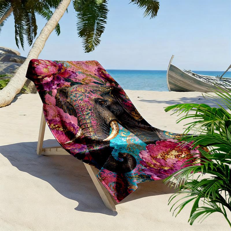 Serviette de plage imprimé éléphant majestueux, grande serviette douce à séchage rapide pour la plage, le camping, la natation