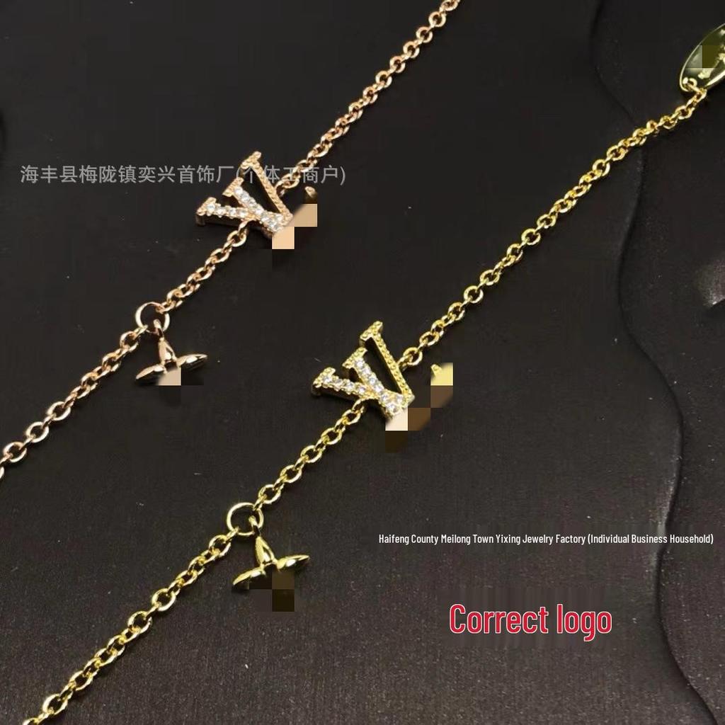 Brățară de lux LV L cu un singur rând de diamante V: Elegant, La modă, Înfrumusețat cu strasuri, Perfect pentru a face cadou.