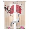 Cherry Blossom Branch And Crane Sheer Curtains For Bedroom Living Room Tulle Curtains For Kitchen Window Voile Curtains