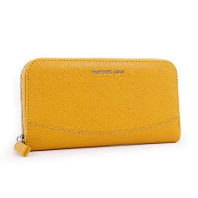 Parsons Club Women's Long Wallet, Large Capacity, Round Zipper, Grained Edges, Simple Design, Pearl White, High-Quality Look (Yellow)