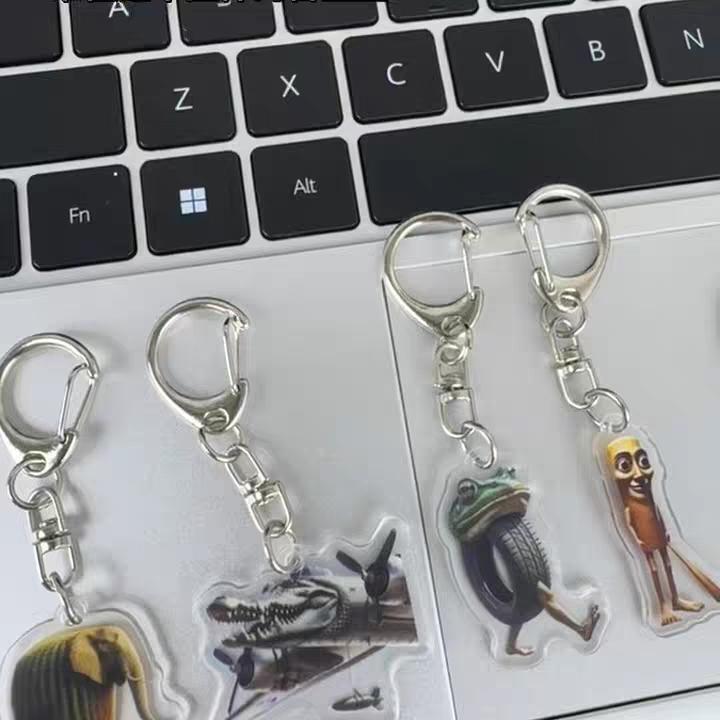 Playful Italian Brainrot Animals Keychains Acrylic Shark Keychain Meme Keyrings Fans Friends Gifts Phone Charms Backpack Pendants