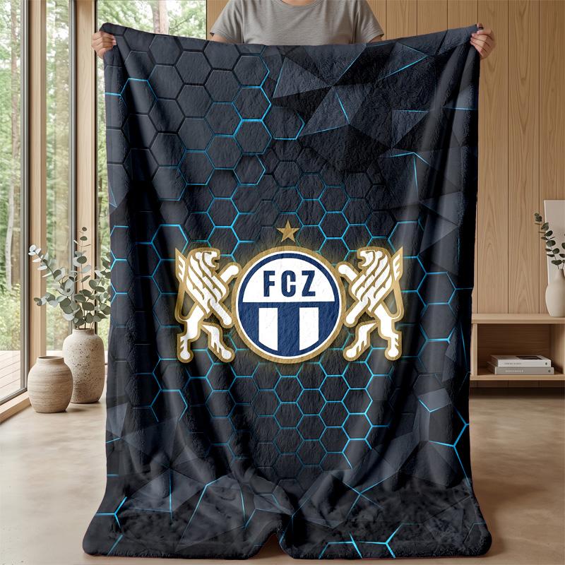 FC Zürich Morbida Coperta in Pile di Flanella Leggera Accogliente Calda Coperta da Lancio per Divano Letto Arredamento per la Casa