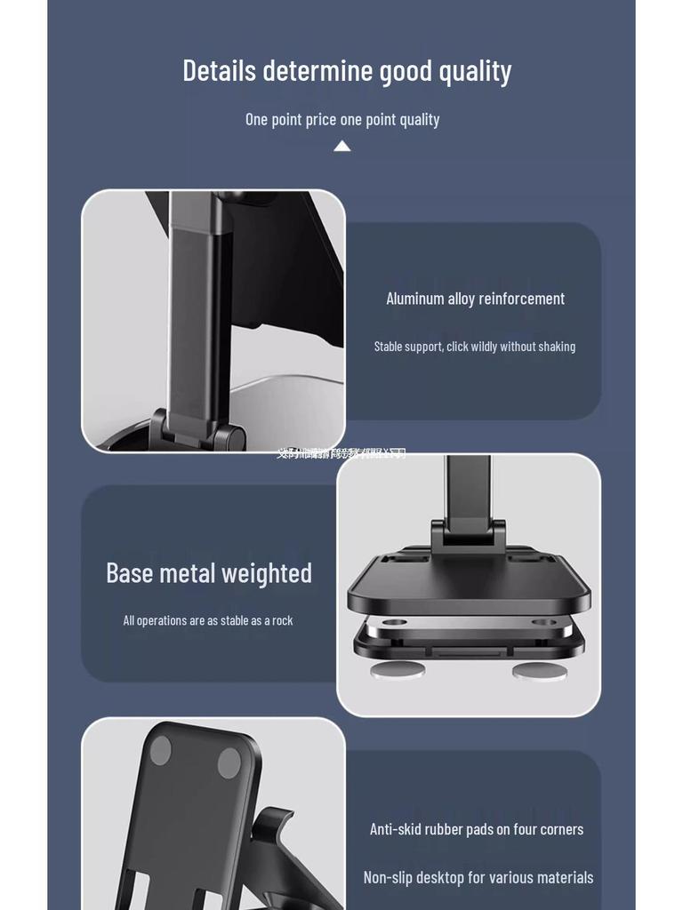 Adjustable Aluminum Phone & Tablet Holder with Weighted Base and Foldable Design