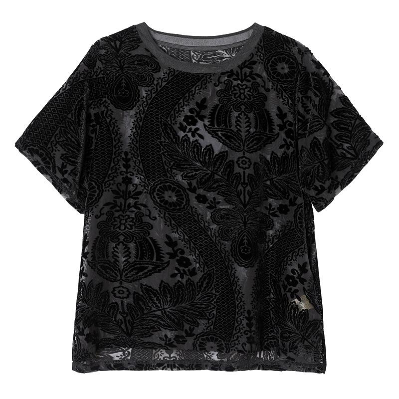 1meter BlackColor Brocade Burnout Velour Fabric Floral Printed Jacquard Fabrics for DIY Cheongsam Dress Clothing