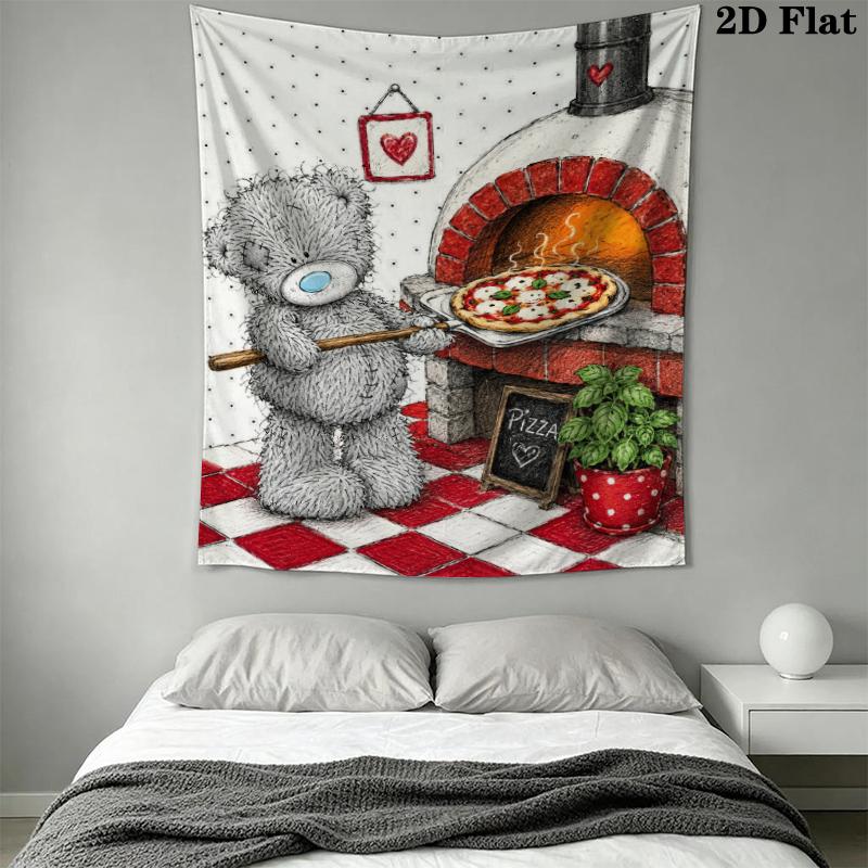 Tatty Teddy Wall Tapestry Aesthetic Wall Hanging Printed Fabric Blanket Decorative Tapestries for Bedroom Living Room Home Decor