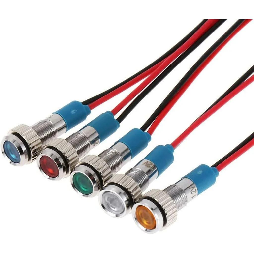 Bkinsety 10pcs 6mm 1/4" LED Metal Indicator Light 12V Waterproof Signal Lamp For Car Boat Truck Van