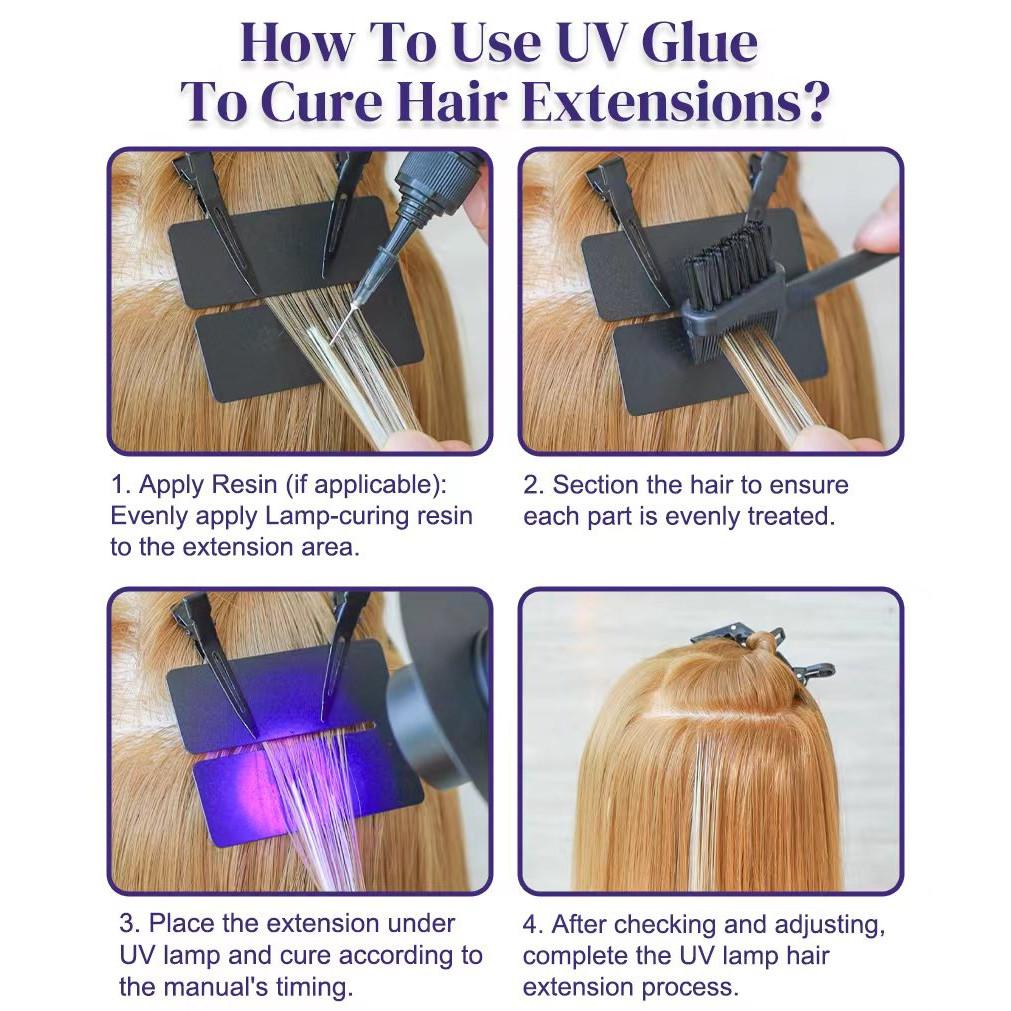 20W UV Hair Extension Kit: High-Intensity Lamp + 30g Glue & Remover | Fast-Curing Waterproof Bonds | Salon-Grade Home Secure System