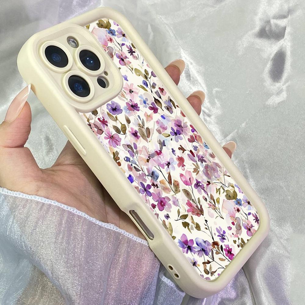 JT574 Disegni di Fiori Selvatici Fiori Viola per iPhone 17 16 15 14 Pro Max Samsung S26 S25 Ultra A17 A07 A56 A16 A15 Xiaomi 15T Redmi 15c 14C Custodia Morbida