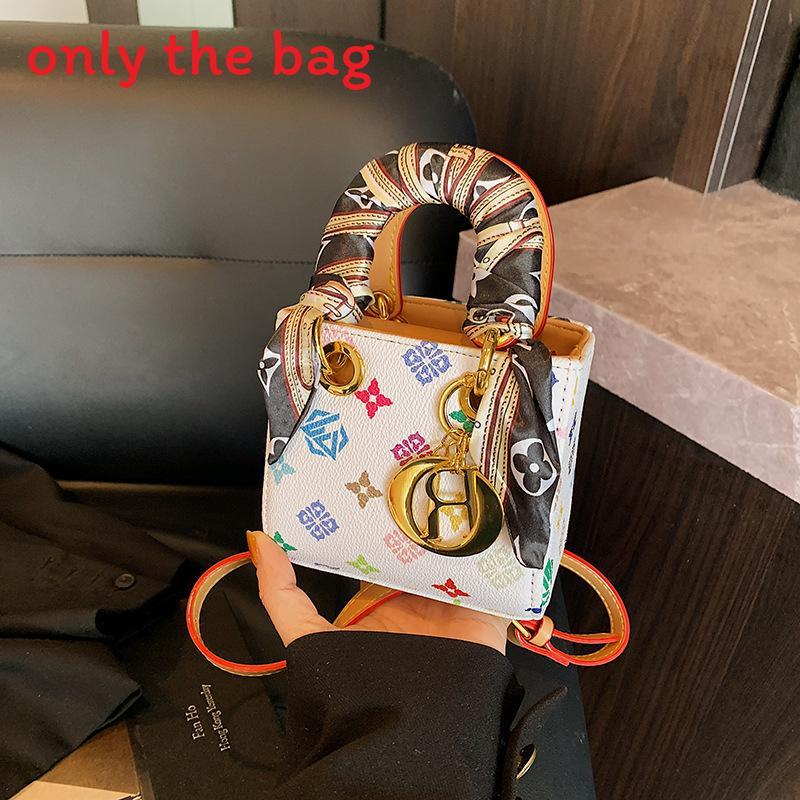 

Bag Crossbody Pu With Geometric Pattern And Scarf Decor For Use Everyday White