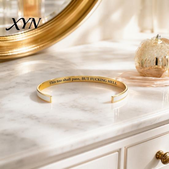 Bracciale da Donna Ispirazionale a Bracciale, Braccialetto con Mantra 'Anche Questo Passerà', Bracciale da Uomo Motivazionale con Messaggio Nascosto, Regolabile, Incoraggiamento