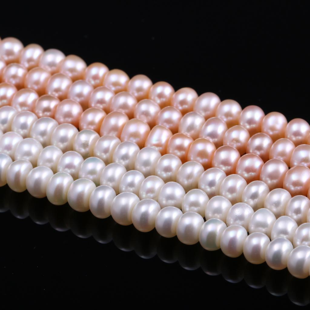 1String, Natural Freshwater Pearls, 5-6 Mm Button Pearl Beads for Jewelry Making DIY Necklace Supplies, Birthday Party Gifts for Women, 36cm