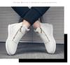 2024 Men's Summer Leather High-Top Sneakers: Breathable, Thick-Soled White Casual Shoes