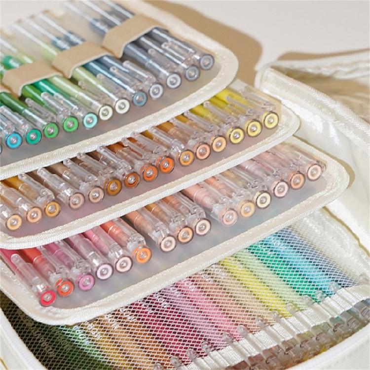 High Capacity Marker Carrying Bag 108 Capacity Marker Carrying Case with Handle for Gel Pen Marker Organizers Bag