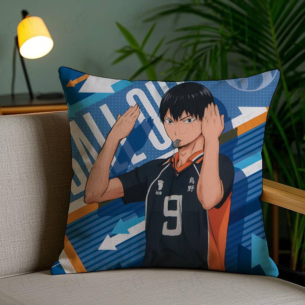 Anime Haikyuu Cartoon Pillow Case Anti-dustmite Pillowcase Invisible Zipper Silky Short Plush Sofa Cushion Cover