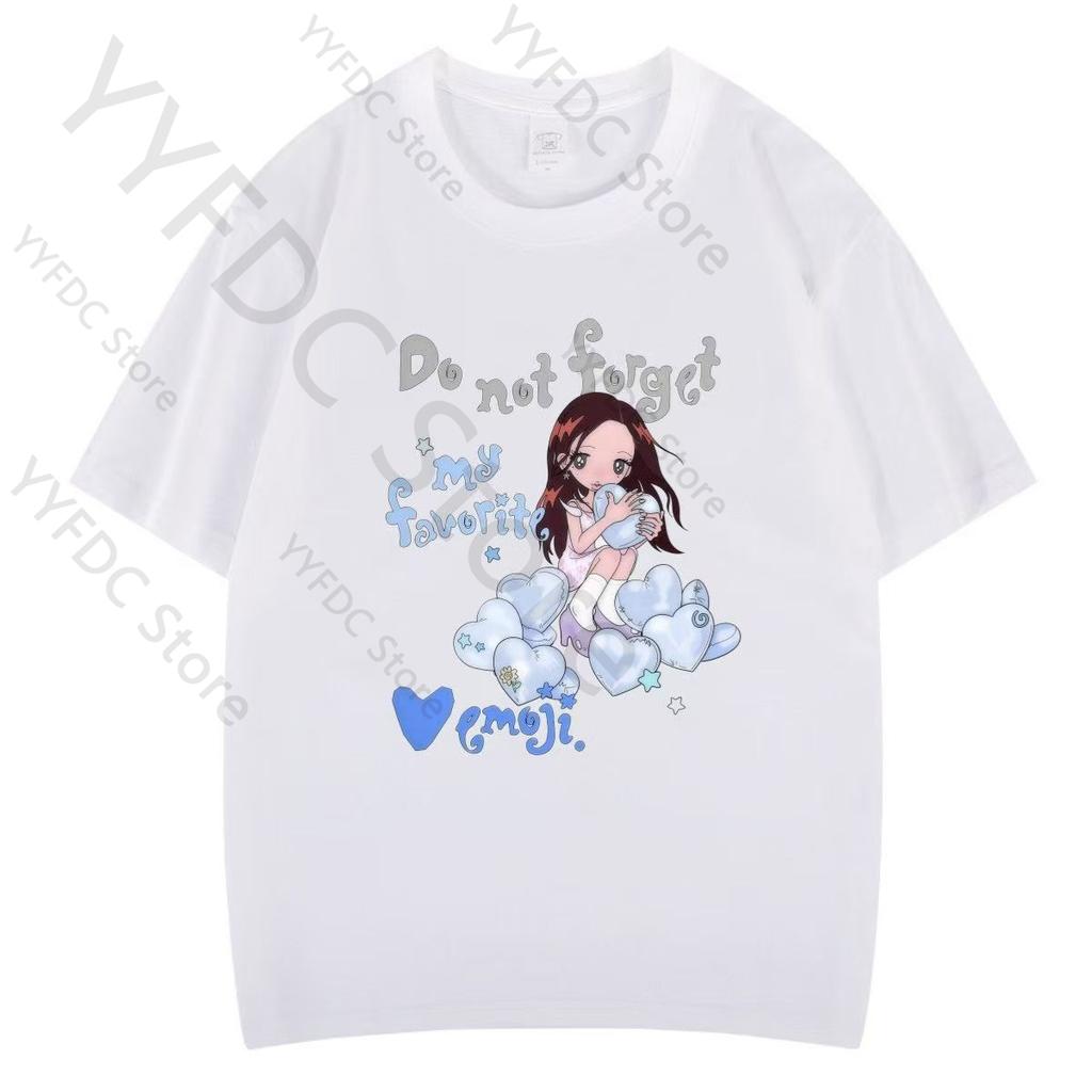 Hearts2Hearts T-Shirt Kpop Mode H2H Cartoon Print T-Shirt Damen Unisex Sommer Hohe Qualität Baumwolle Kurzarm T-Shirts Für Fans