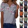 Sommartoppar för kvinnor Knäppbara blusar för kvinnor Snygga vardagliga V-ringade T-shirts