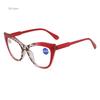 Personalized Large Frame Presbyopia Glasses Fashion Color Blocked Cat Eye Teeth Anti Blue Light Glasses Diopter To +4.0