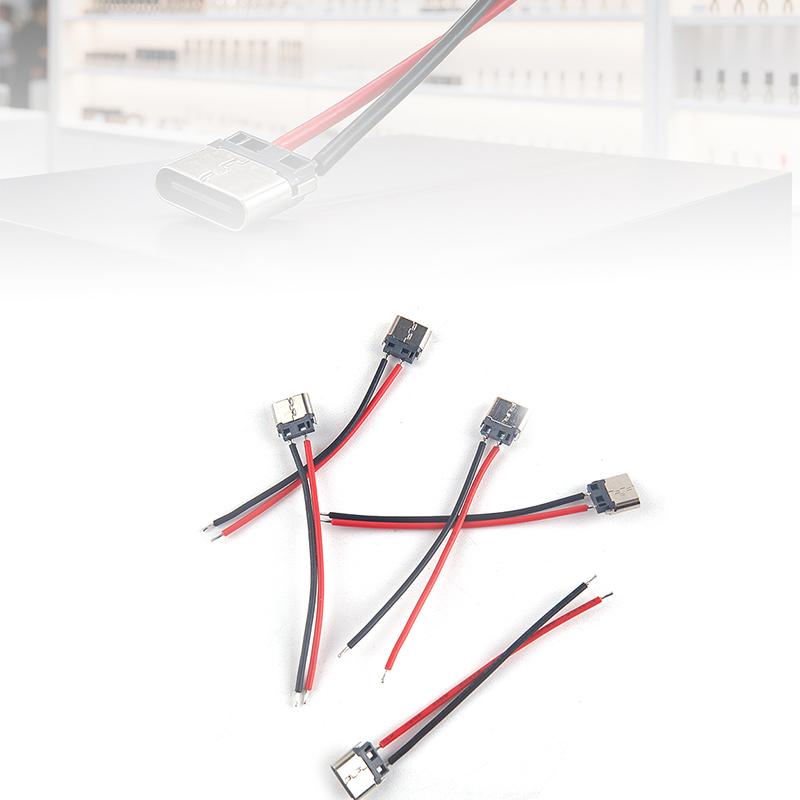 5pcs USB Type-C 2P Welding Wire Female Connector Cable For Mobile Phone Charging