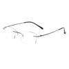 Rimless Reading Blue Light Single B1621 [FEISEDY] Glasses, Stylish, Men's/Women's, Blocking, Vision, Lightweight, Frameless, Titanium, Square, Black,