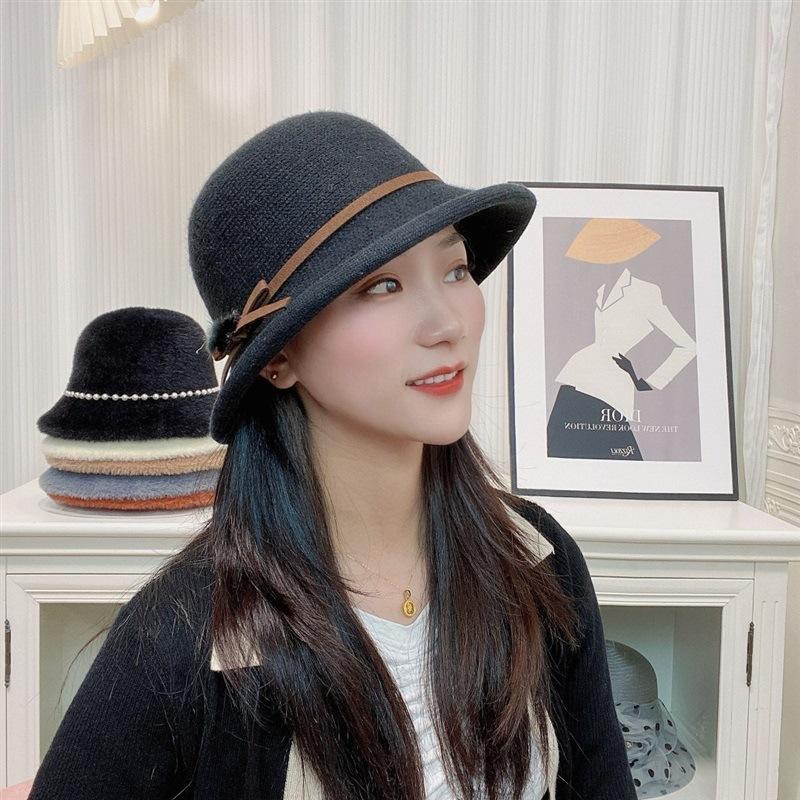 Curled Top Hat Autumn and Winter Thin Japanese Fashion Bucket Hat Sunscreen Visor Hat