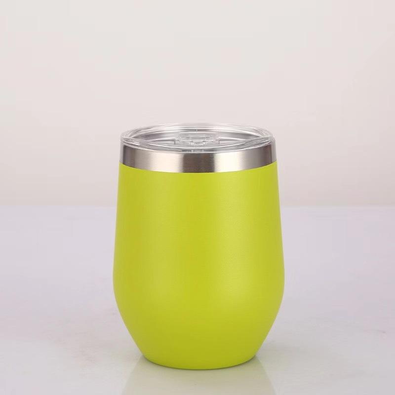 12OZ Stainless Steel Eggshell Cup Double Wall Insulated Vacuum Drinking Cup with Lids U-shaped Coffee Mug Thermal Cup for Coffee