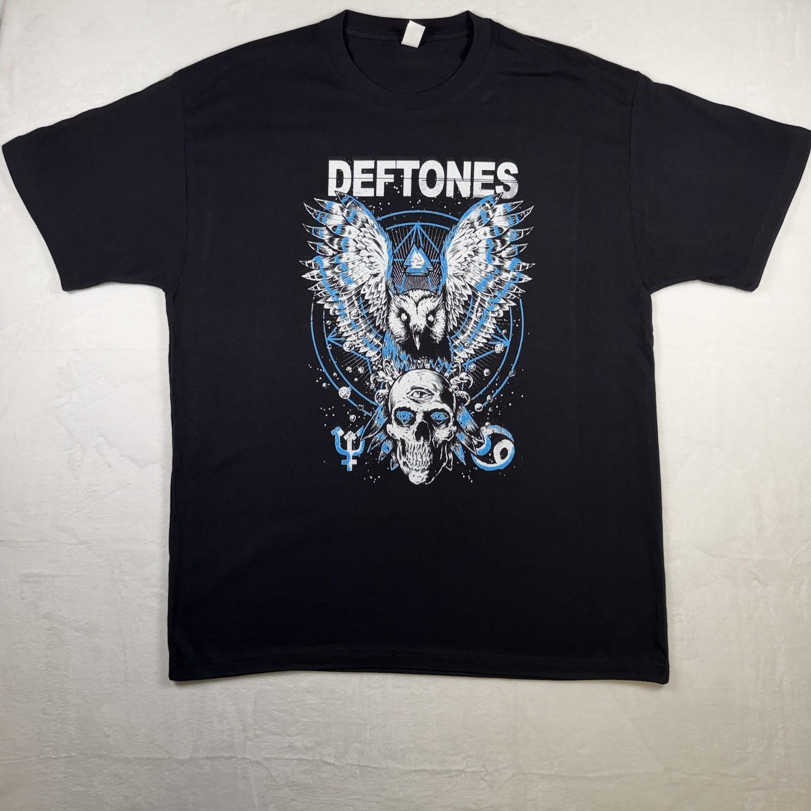 Deftones Men s Graphic Black Size XL Owl Skull Tour Music Casual Unisex T-Shirt S