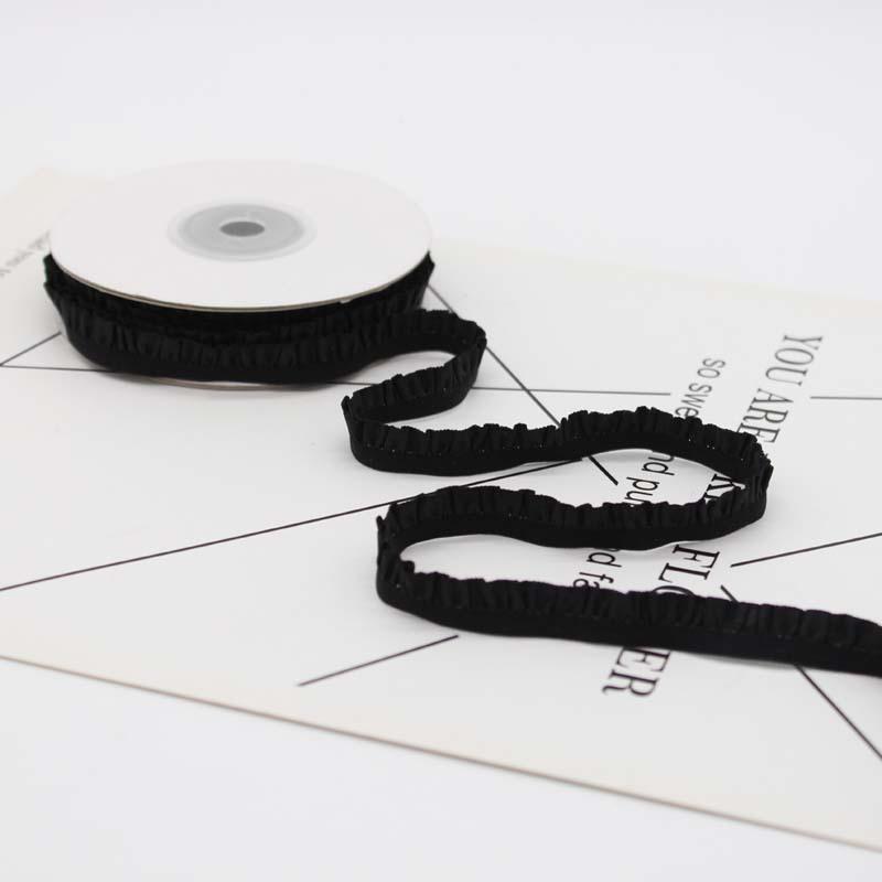 5 Yards Multi-Color Pleated Stretch Lace Embroidery Fabric Trim DlY Headdress Clothing Home Decoration Accessory 1CM Wide