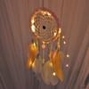 Dream Catcher Pendant with Light Romantic Creative Weaving Feather Wind Chime Feather Dreamcatcher Home Decor Home Bedroom Decor