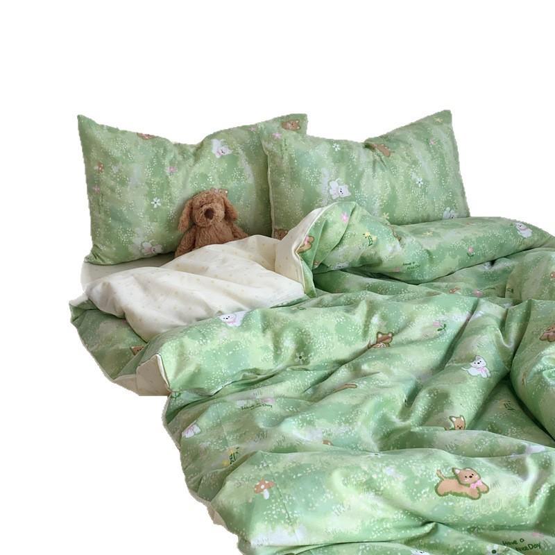 2026 Korean Cartoon Student Cotton 40TC Duvet Cover Set Ins Style Bedding