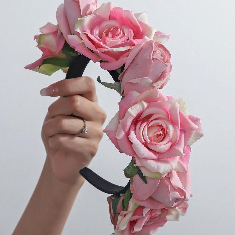 Romantic Bohemian Faux Rose Headband for Halloween Parties and Banquets