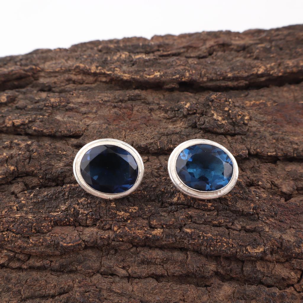 London Blue Topaz Jewelry, 925 Solid Sterling Silver Earrings, Handmade Gemstone Jewelry Earrings For Memorial Day