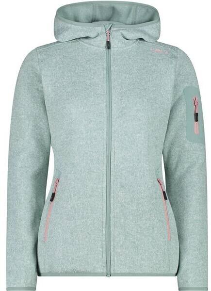 Куртка CMP Woman Fleece Jacket Fix Hood (3H19826) Knit/Tech Melange Hoody (3H19826) jade/bianco