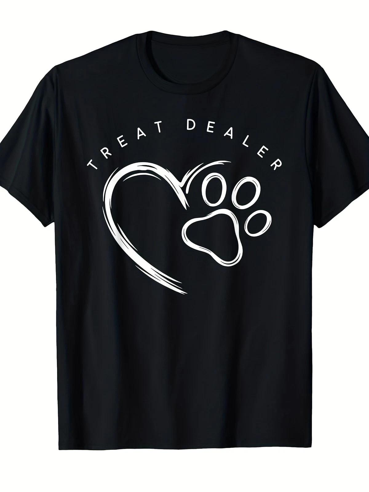 Dog Lover Treat Dealer Paw Print Graphic T-Shirt Retro Pet Owner Humor Tee XXXL