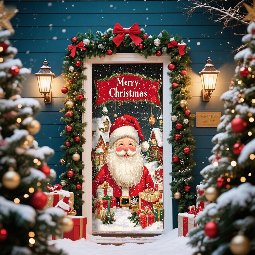 Cross-Border JIT Christmas Door Hanging Tapestry: Festive Decoration for Party and Room