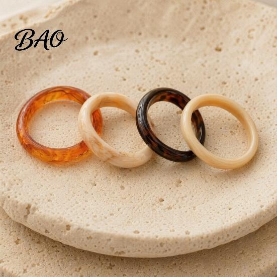 Eco-friendly Resin Jewelry 4Pcs/Set Retro Style Bangle Set, Lightweight Stackable Women Bracelets, Vintage Bracelets Smooth Polished Surface Versatile