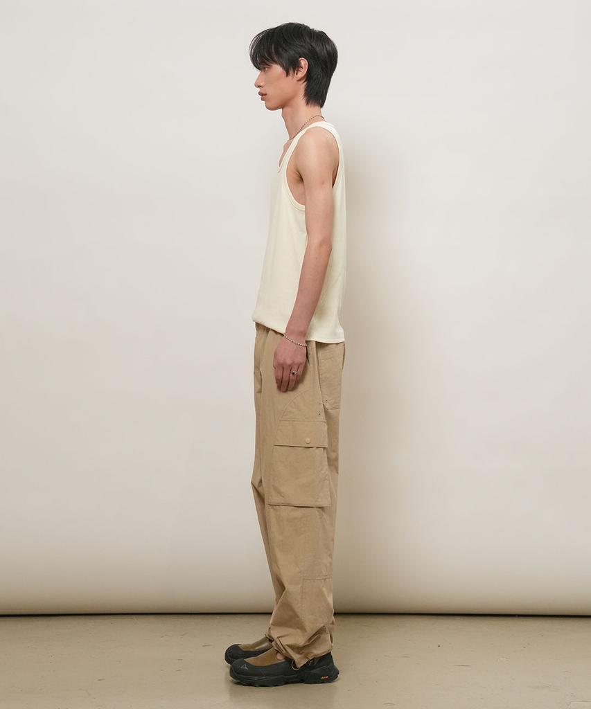 GENERALIDEA Man Elastic Waist Layered Cargo Pants [Beige] / Gf2Mpt013