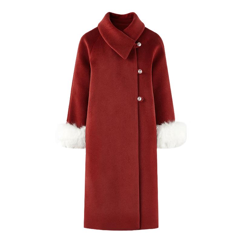 Autumn Water Yiren Women s New Year Red Woolen Coat M