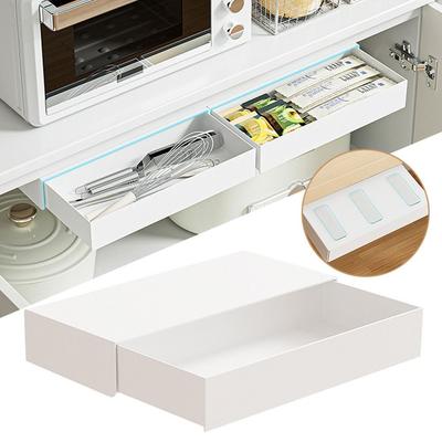 White Under Desk Storage Box Self Adhesive Storage Box Hidden Storage Organizer Organizer Drawer Hidden Design